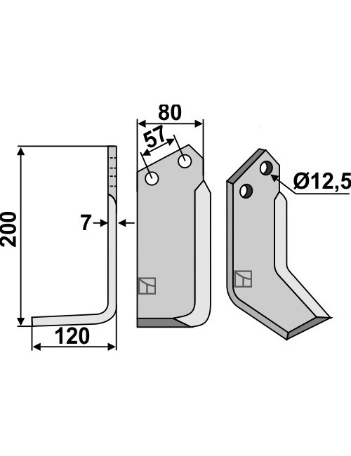 Couteau, modèle gauche