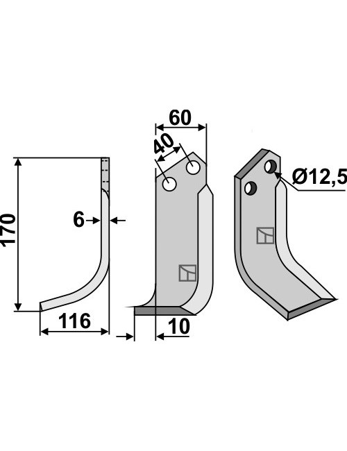 Couteau, modèle gauche