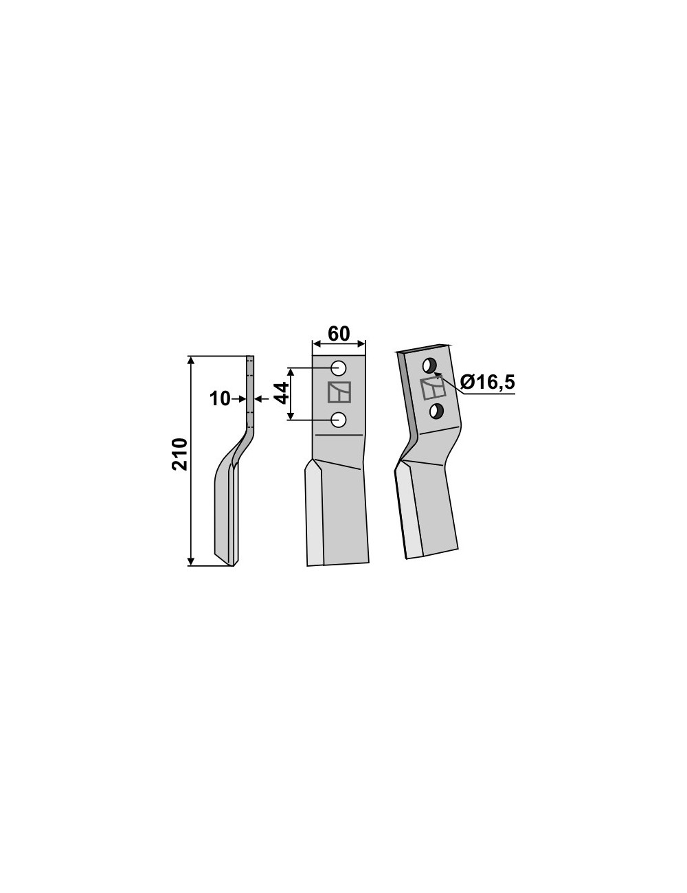 Dent rotative, modèle gauche