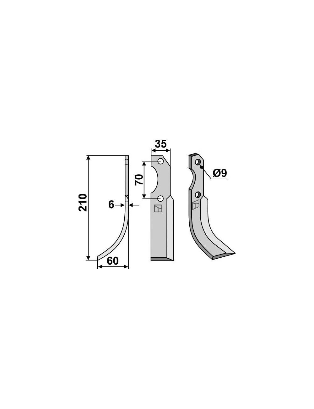 Couteau, modèle gauche