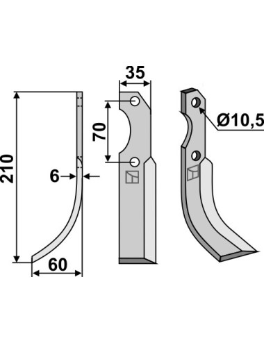 Couteau, modèle gauche