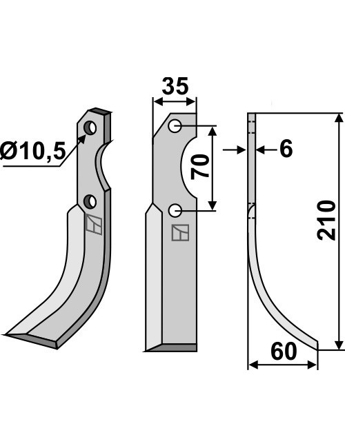 Couteau, modèle droit