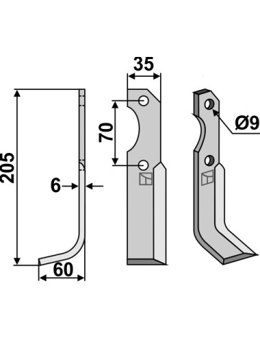 Couteau, modèle gauche