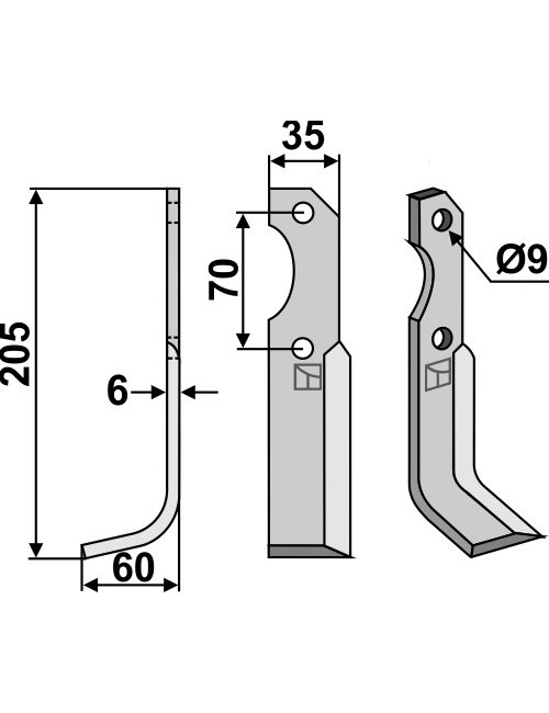 Couteau, modèle gauche