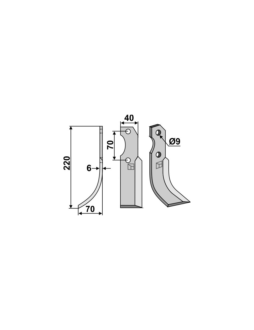 Couteau, modèle gauche