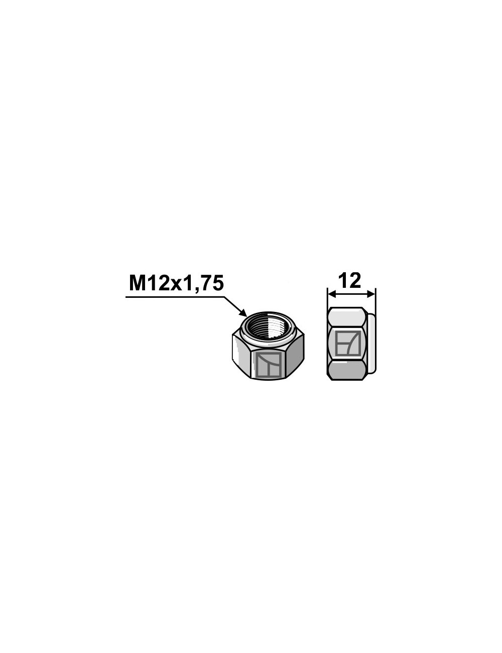 Écrou hexagonal à freinage interne - M12