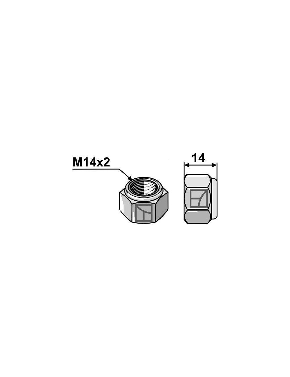 Écrou hexagonal à freinage interne - M14