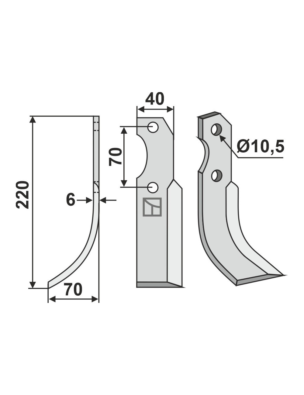 Couteau, modèle gauche