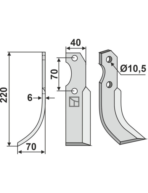 Couteau, modèle gauche