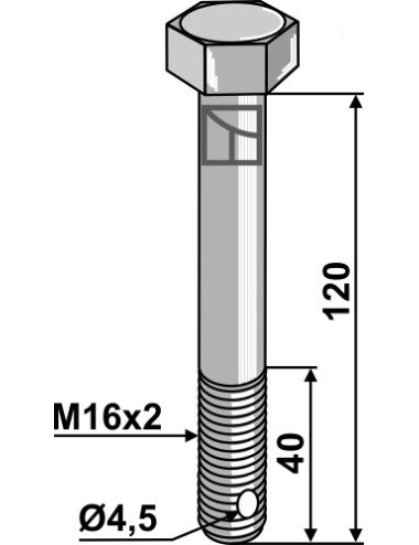 Boulon à tête hexagonal - M16