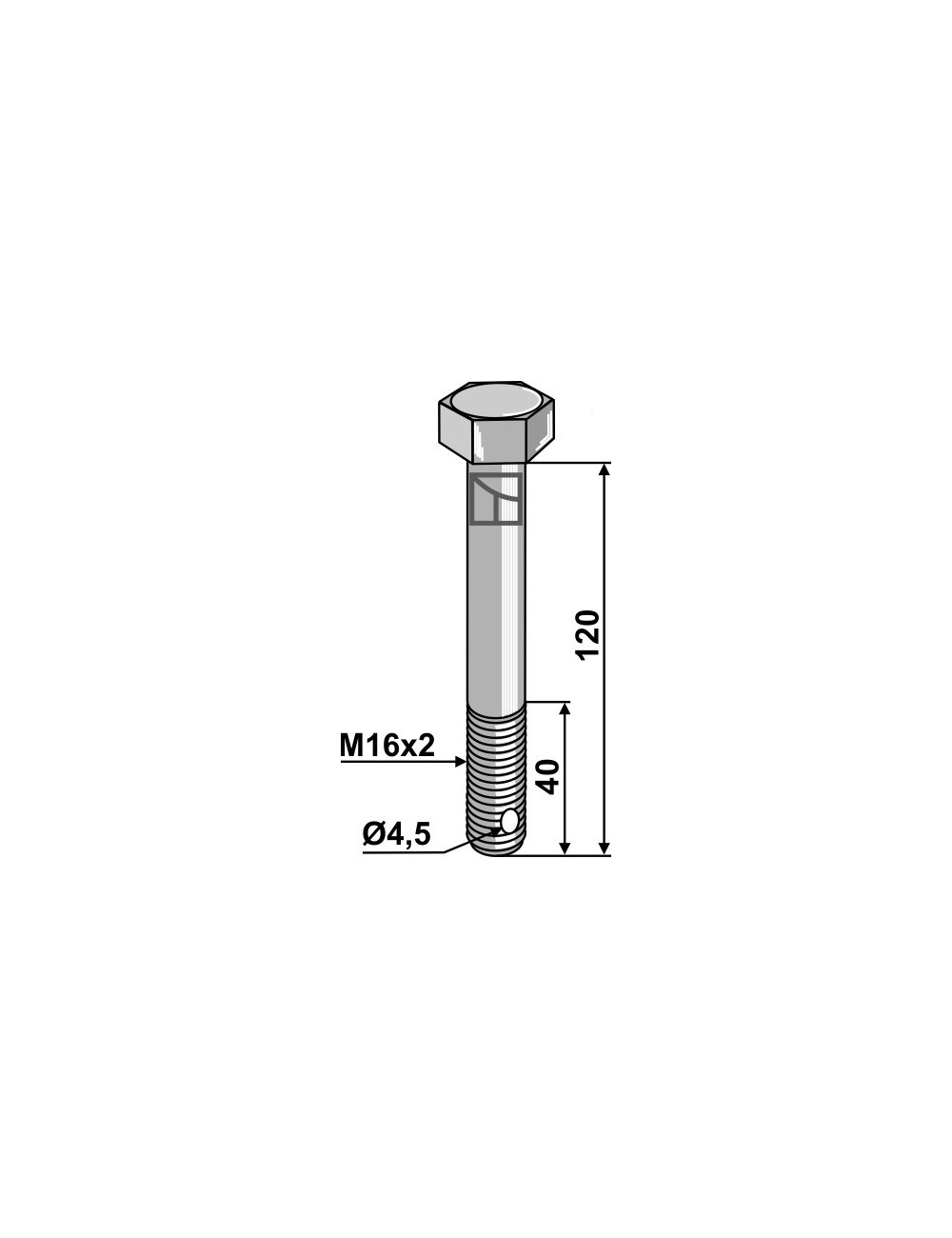 Boulon à tête hexagonal - M16