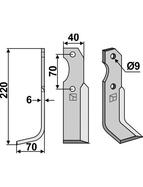 Couteau, modèle gauche