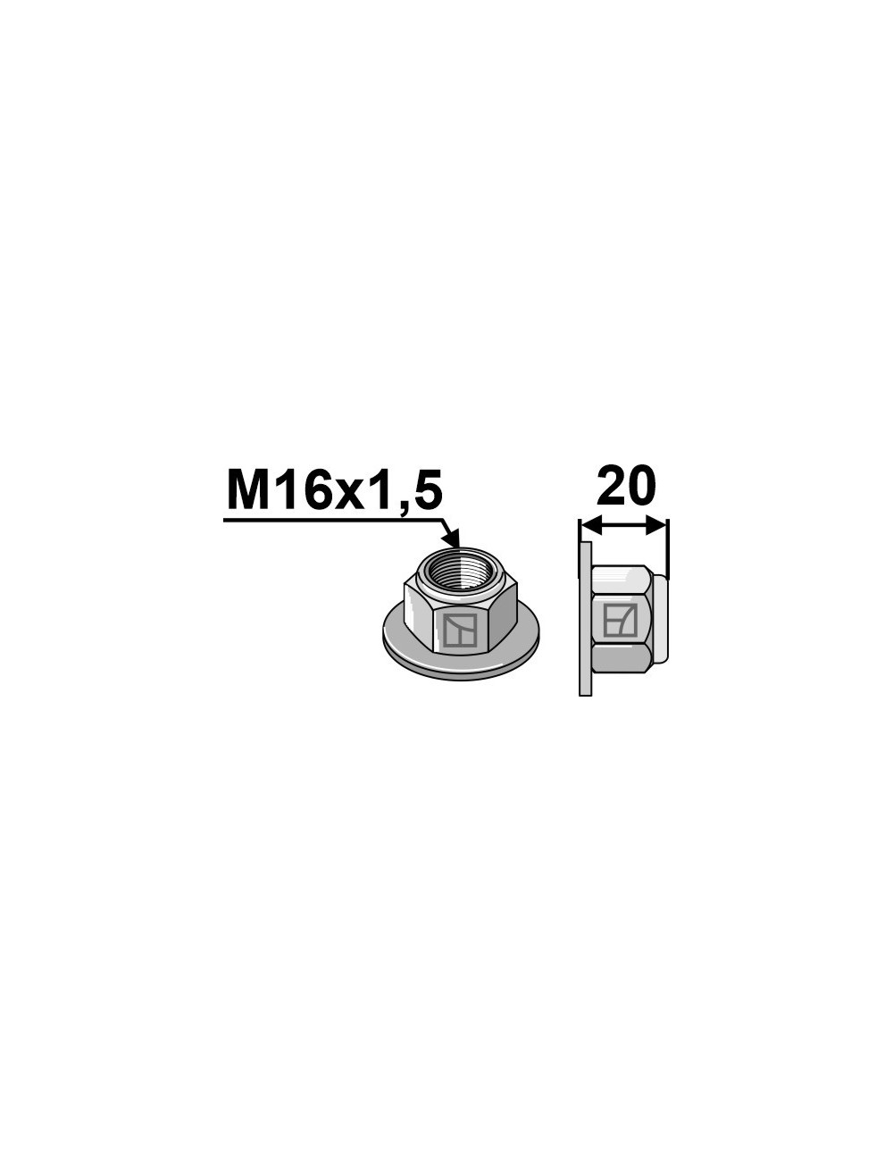 Écrou à embase à freinage interne M16x1,5 - 10.- Polystop