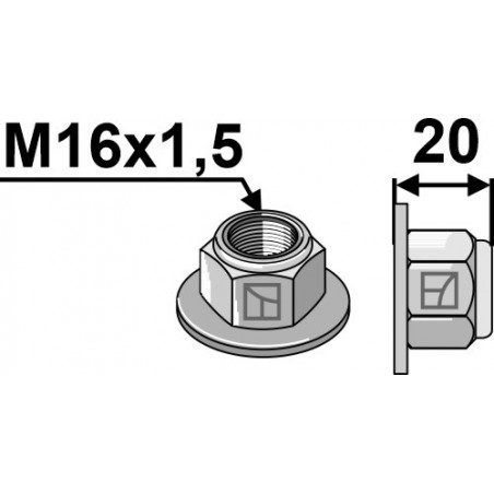 Écrou à embase à freinage interne M16x1,5 - 10.- Polystop
