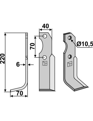 Couteau, modèle gauche