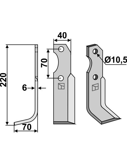 Couteau, modèle gauche