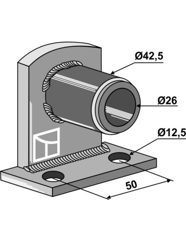 Palier de bride 90° avec entretoise emboîté - Ø26
