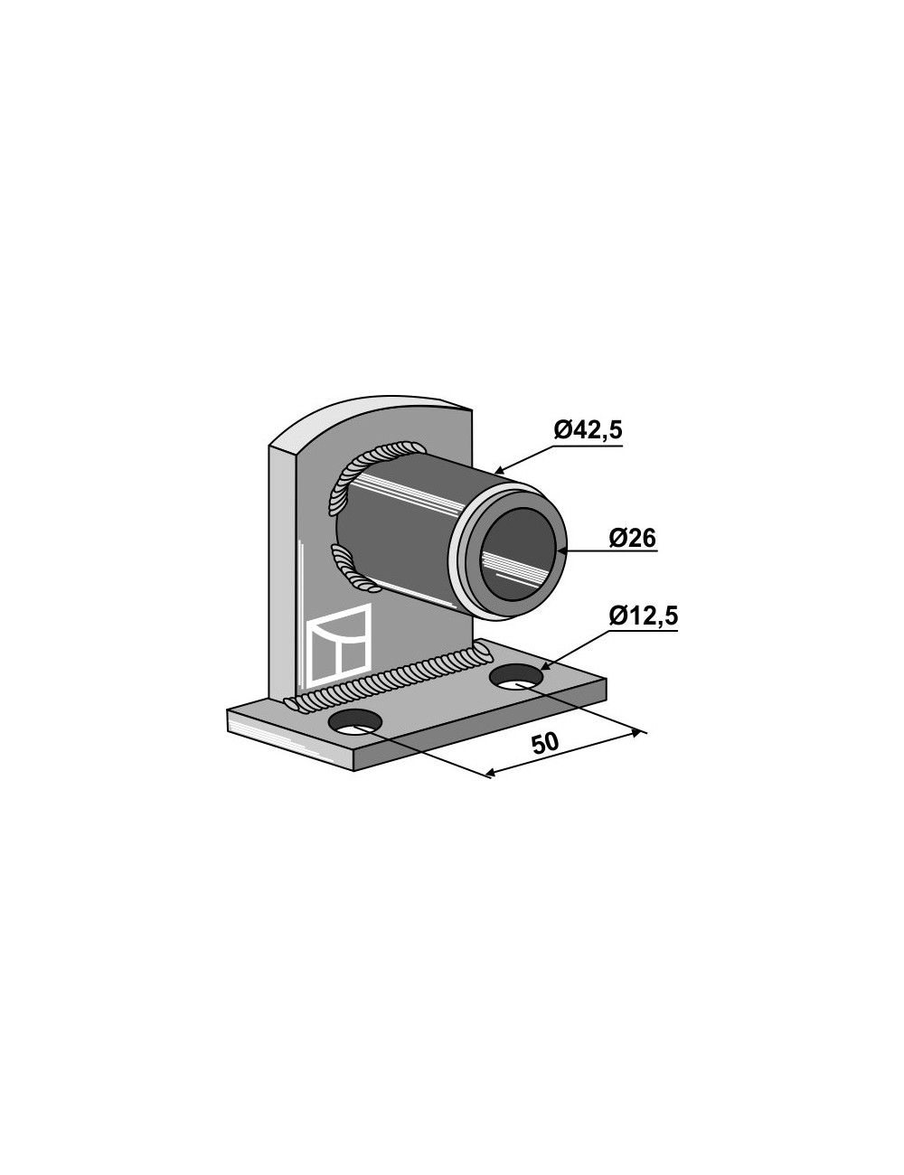 Palier de bride 90° avec entretoise emboîté - Ø26