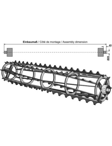 Rouleaux cage à barres crénelées - 1280mm