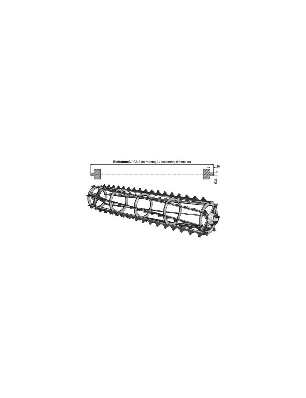Rouleaux cage à barres crénelées - 1320mm