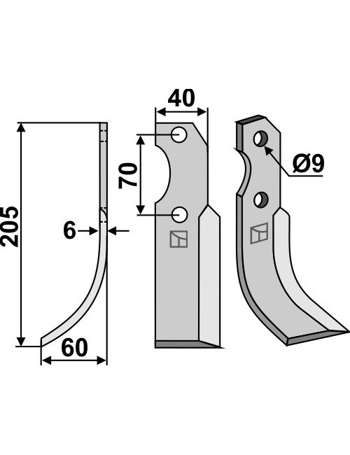 Couteau, modèle gauche