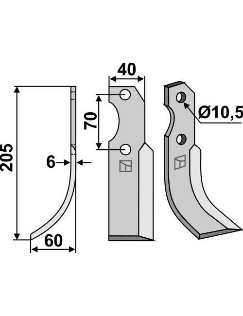 Couteau, modèle gauche