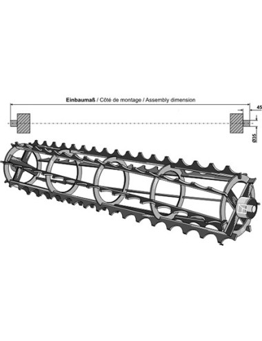 Rouleaux cage à barres crénelées avec arbre continu - 1700mm