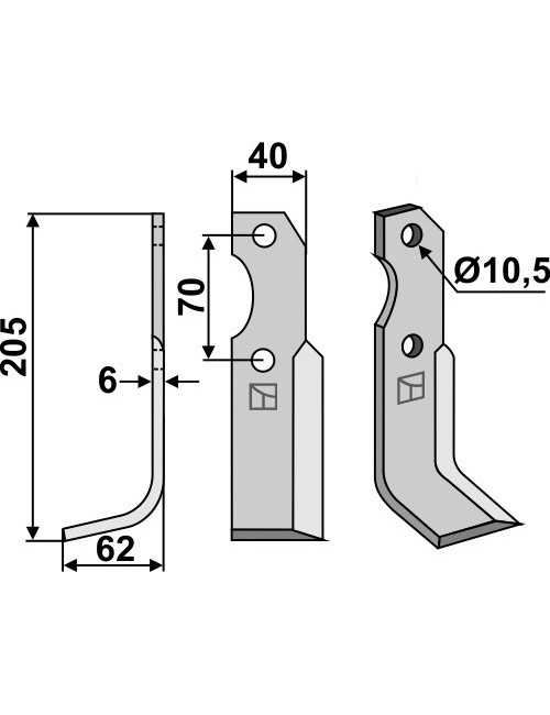 Couteau, modèle gauche