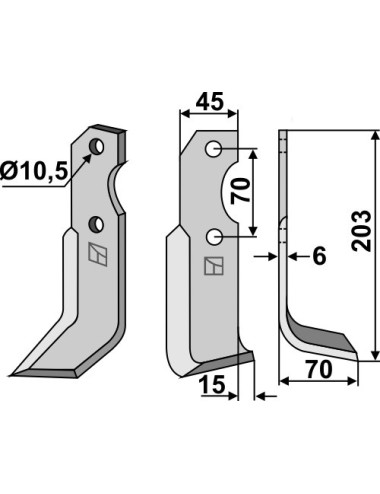 Couteau, modèle droit