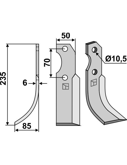 Couteau, modèle gauche