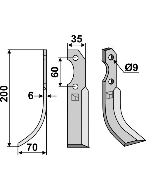 Couteau, modèle gauche