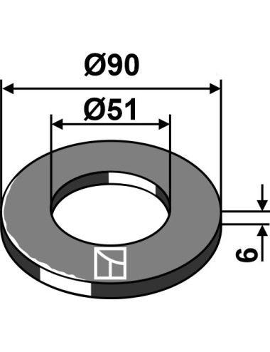 Rondelle de réglage Ø90x6xØ51