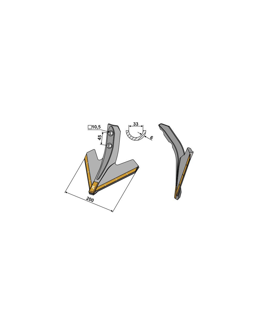 Soc triangulaire 200mm - Carbure