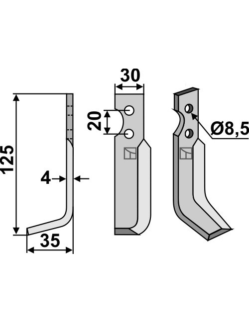 Couteau, modèle gauche