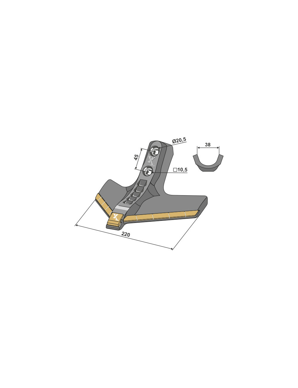 Soc triangulaire 220mm - Carbure