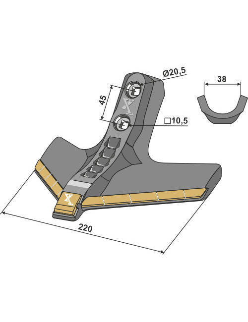 Soc triangulaire 220mm - Carbure