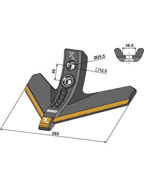 Soc triangulaire 285mm - Carbure