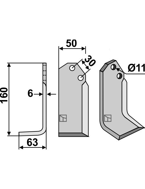 Couteau, modèle gauche