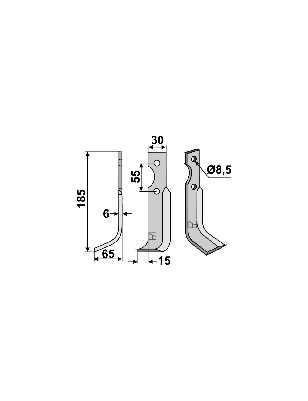 Couteau, modèle gauche