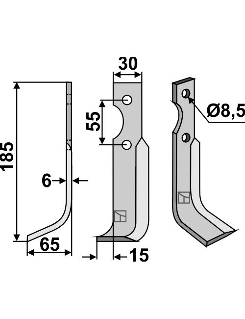 Couteau, modèle gauche