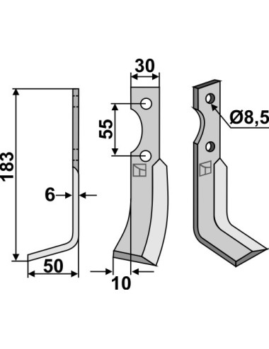 Couteau, modèle gauche