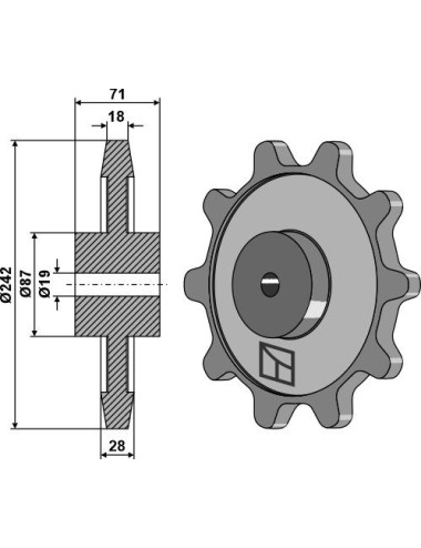 Pignon à chaîne Ø242