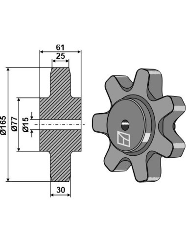 Pignon à chaîne Ø165