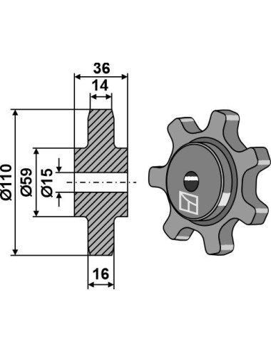 Pignon à chaîne Ø110