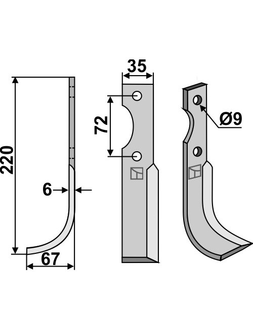 Couteau, modèle gauche