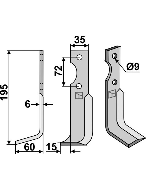 Couteau, modèle gauche