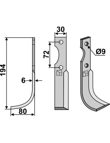 Couteau, modèle gauche