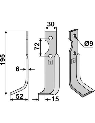 Couteau, modèle gauche