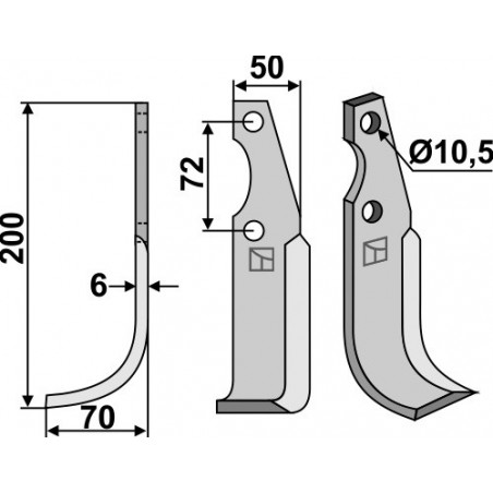 Couteau, modèle gauche