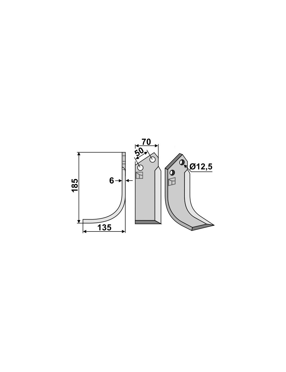 Couteau, modèle gauche